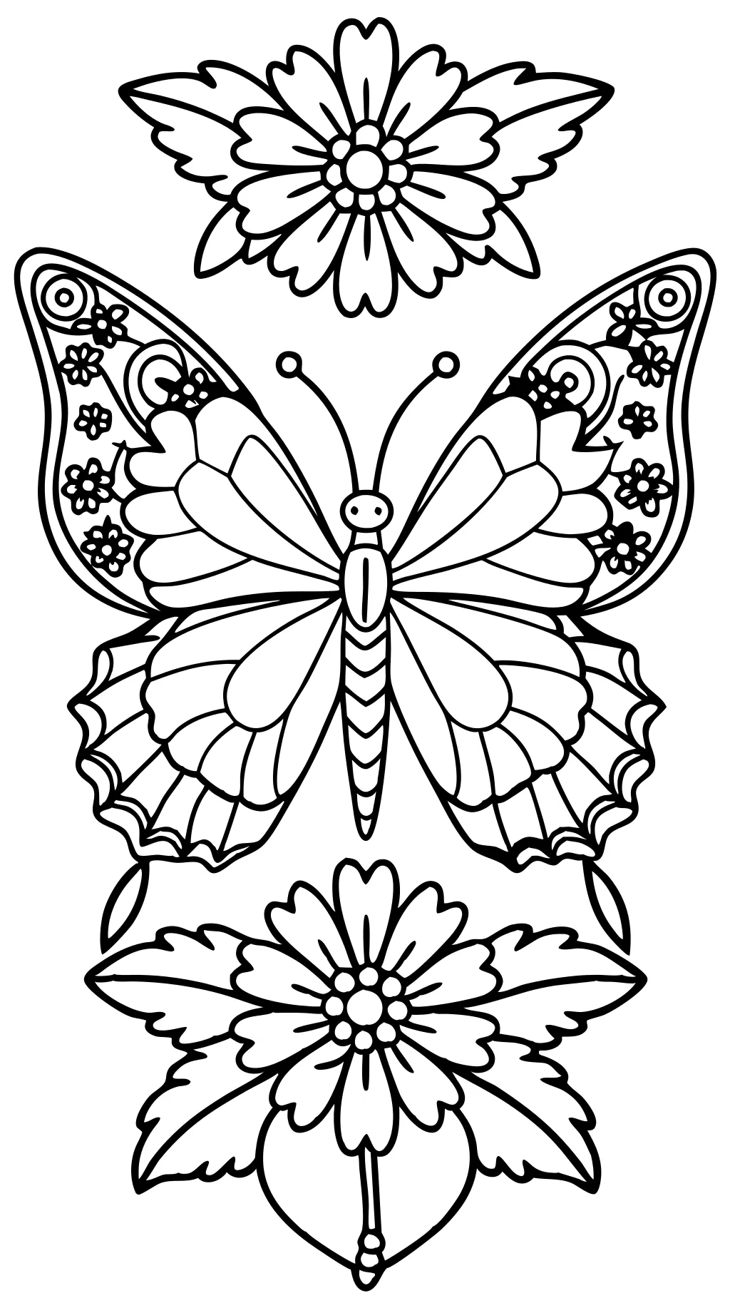 coloriages de papillons et de fleurs